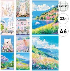 Записная книжка А6 КЛЕТКА, 32л, (ЦЕНА ЗА 10ШТ) МАЛЫЙ ФОРМАТ, "Hatber" Нежные моменты, мат.лам. карт