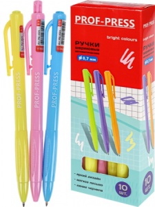Ручка шариковая синяя / (ЦЕНА ЗА 10ШТ), BRIGHT COLOURS d=0,7 mm