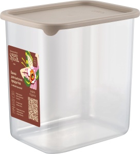 Банка для сыпучих продуктов Sugar&Spice Vanilla 1,5л прямоугольная с гибкой крышкой латте