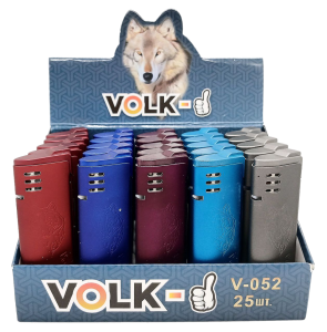 Зажигалки "Volk" турбо, 25шт в уп (ЦЕНА ЗА 25ШТ), микс