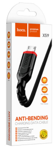 Кабель USB - MicroUSB, Hoco X59, нейлон, 2.4A, 2м (черный), в кор.