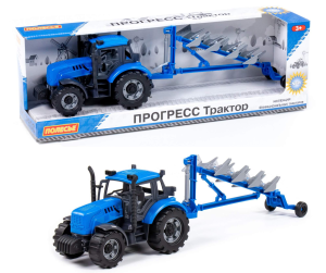 Машина Трактор с плугом "Прогресс" ПОЛЕСЬЕ 44*11*15см, инерц., пласт., в кор.