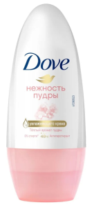Дезодорант-антиперспирант ролик жен. 50мл "Dove" нежность пудры, 1/4 увлажн. крема