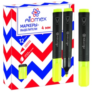 Текстовыделитель " Attomex " желтый (ЦЕНА ЗА 12ШТ) 1-4мм, в коробке