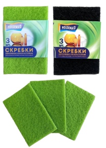 Скребок (3в1) " Housemaid " 9,5*14,5см Абразивн., износостойк. Housemaid, для раковин, посуды, плиты