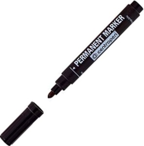Маркер " Centropen " Dry Safe" черный 10шт (ЦЕНА ЗА 10ШТ) 2,5мм пулевидный наконечник перманентный