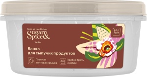 Банка для сыпучих продуктов Sugar&Spice Vanilla 0,4л 12*12*6см, с завинчивающейся крышкой, цв. латте