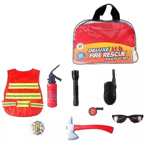 Игровой набор пожарного "Fire rescue" 30*23см:жилет,значок,очки,рация,фонарик,свисток,топор,огнетуш.