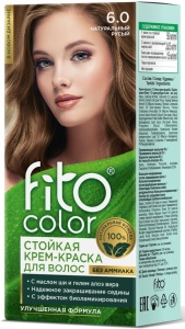 Крем-краска стойкая для волос 115мл, тон 6.0 Натуральный русый Fito Color, без аммиака, в кор.