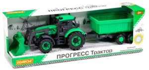 Машина Трактор с прицепом и ковшом ПОЛЕСЬЕ 44*11*15см,"Прогресс" инерц.,в кор.