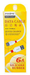 Кабель USB - Type-C, Maimi X102 силиконовый, 1м, 6А (белый) в кор.