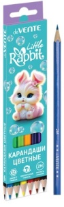 Карандаши "deVente" 6цв, Little Rabbit, 2М, шестигранные, деревянные, карт. уп. европодвес