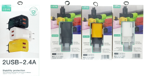 Адаптер COYE, CD-3, 2USB, 5V-2.4A, в кор, подвес, микс