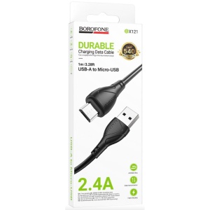 Кабель Borofone BX121 USB-MicroUSB, 1м (черный), в кор.
