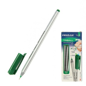 Ручка шариковая " Pensan " Triball зеленая, (ЦЕНА ЗА 12ШТ) 1,0мм, 