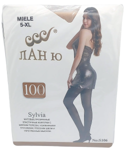 Колготки "Лан Ю" 100DEN, 5-XL, цв. Miele, матовые, прозрачн. с мяким поясом, усилен. трусиками