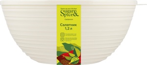 Салатник Sugar&Spice Cardamom с крышкой 1,2 л, 19*18*8см, белый зефир