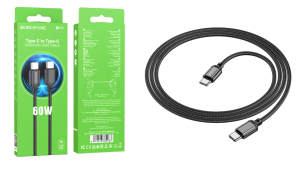 Кабель BX87 Type-C to Type-C нейлон, Borofone 1м (черный) в кор.