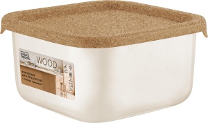 Контейнер для продуктов Sugar&Spice Wood 10*5см, квадратный 0,4л с гибкой крышкой