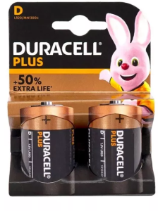 Батарейка DURACELL PLUS D, (ЦЕНА ЗА 2ШТ) LR20, 1,5v, Щелоч. алкалин.
