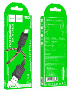 Кабель USB - Type-C, Hoco X94 нейлон, 3.0A , 1м, золотой в кор.