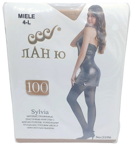 Колготки "Лан Ю" 100DEN, 4-L, цв. Miele, матовые, прозрачн. с мяким поясом, усилен. трусиками