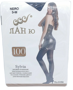 Колготки "Лан Ю" 100DEN, черн. 3-M, цв. Nero, матовые, прозрачн. с мяким поясом, усилен. трусиками