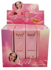Помада 3,5гр, 12шт (ЦЕНА ЗА 1ШТ) "Lyvv" (вишня, морковка) в кор