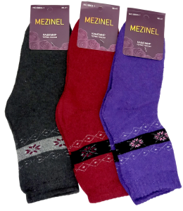 Носки жен. "Mezinel" р 36-41 (ЦЕНА ЗА 12ПАР) кашемир, термо, с рис., микс