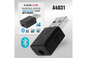 Адаптер Bluetooth CARLIVE BT620, USB+AUX 3.5мм, черный, в кор.