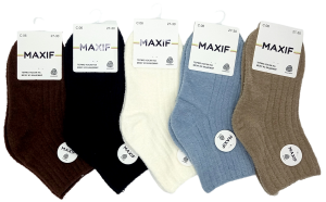 Носки дет. "MAXIF" р. 27-30 (ЦЕНА ЗА 10ПАР) термо на меху из кашемира, микс