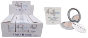 Пудра с зеркалом "Collagen", SPF30 8*7см, 24шт в уп (ЦЕНА ЗА 1ШТ), цв. белый, в кор.