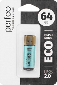 Флеш-накопитель USB 2.0, 64GB Perfeo E04 Economy series (зеленый) блистер