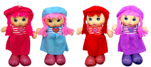 Кукла мягкая "Юленька" 25см. с косичками, микс,в пакете