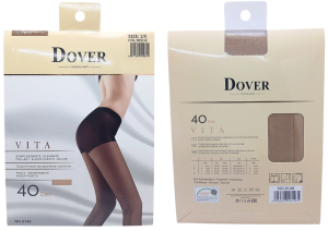 Колготки женские, капроновые "Dover" 40 Den, цв. Beige (бежев.), р-р 2/S, в индивид. уп.