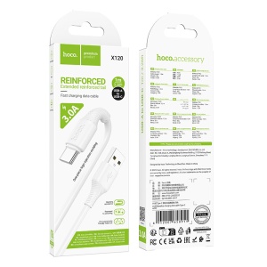 Кабель USB - Type-C, HOCO X120, 3А, 1м, (белый) в кор.