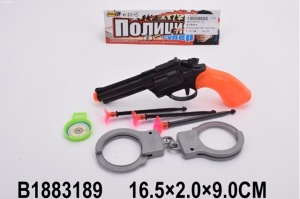 Набор Оружия Полиция, (пистолет, присоски, наручники) 16,5*2*9см, в пакете