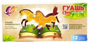 Гуашь Луч ZOO 12цв*15мл в блок-таре, картонная упаковка