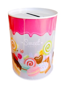 Копилка металлическая Candy, Ассорти d=8,5см, h=12см, банка