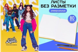 ЗАПИСНАЯ КНИЖКА А5 80л.7БЦ, БЕЗ ЛИНОВКИ, IDOLS, глянц.ламинир., лен
