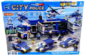 Конструктор Передвижной полицейский участок (8в1) "City Police" 55*41см / 1186 дет. в кор.