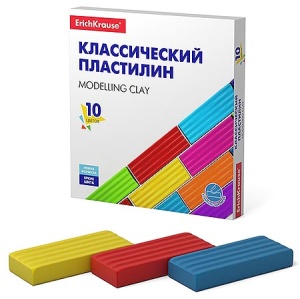 Пластилин " Erich Krause " Basic 10цв, 160г, инд. уп. бруска, «flow-pack», в кор.