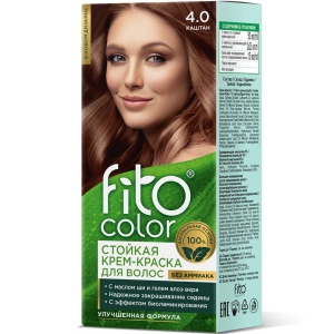Крем-краска стойкая для волос 115мл, тон 4.0 Каштан Fito Color, без аммиака, в кор.