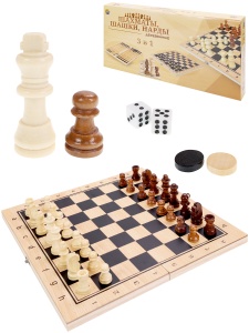 Игра 3в1 (шахматы, шашки, нарды), 24х14.5х3 см, пластик, в коробке