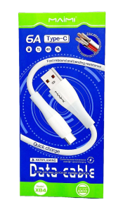 Кабель USB - Type-C, Maimi X84, силиконовый, 1м, 6A (белый) в кор.