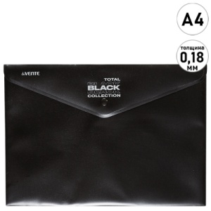 Папка на кнопке " deVente " А4 Total black, пластик 0,18мм, непрозрачная с рисунком