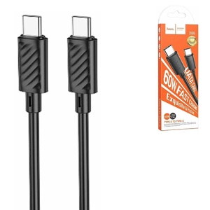 Кабель сетевой Type-C - Type-C "Hoco" X88 Gratified черный, круглый, 1м, 3,0А, QC3.0, PD3.0, 60W,