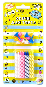 Свечи для торта с держателями, 6 см (24 шт./уп.) блистер