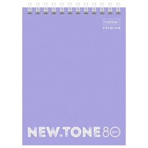 Блокнот А6 / 4шт клетка спираль сверху 80л Hatber NEWtone Pastel Лаванда, 