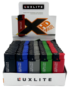 Зажигалка турбо, "Luxlite" темн., с фонар., 50шт (ЦЕНА ЗА 50ШТ), микс